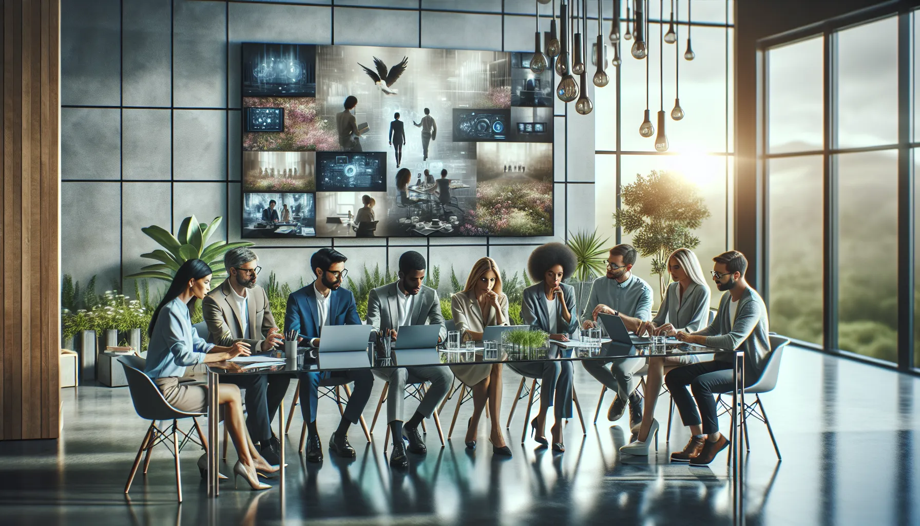 diverse team collaborating in a modern office setting.