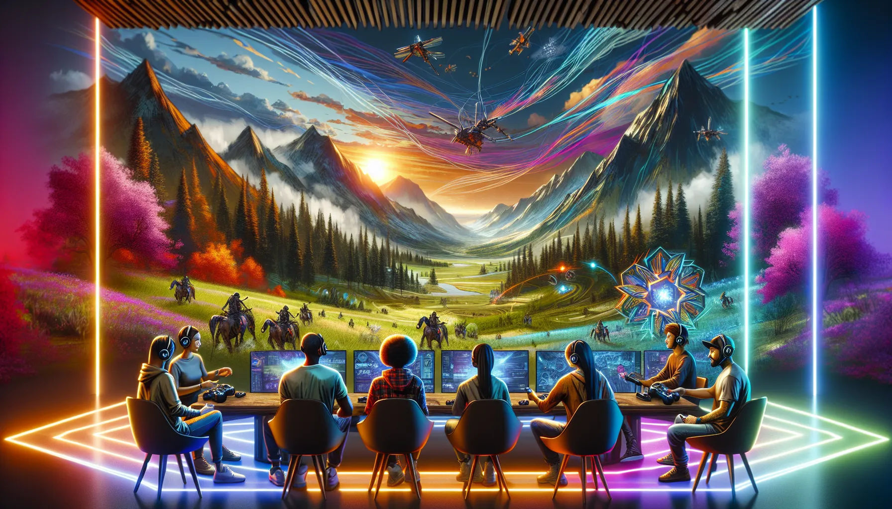 gamers discussing future updates for the Zhimbom Game in a modern setting.