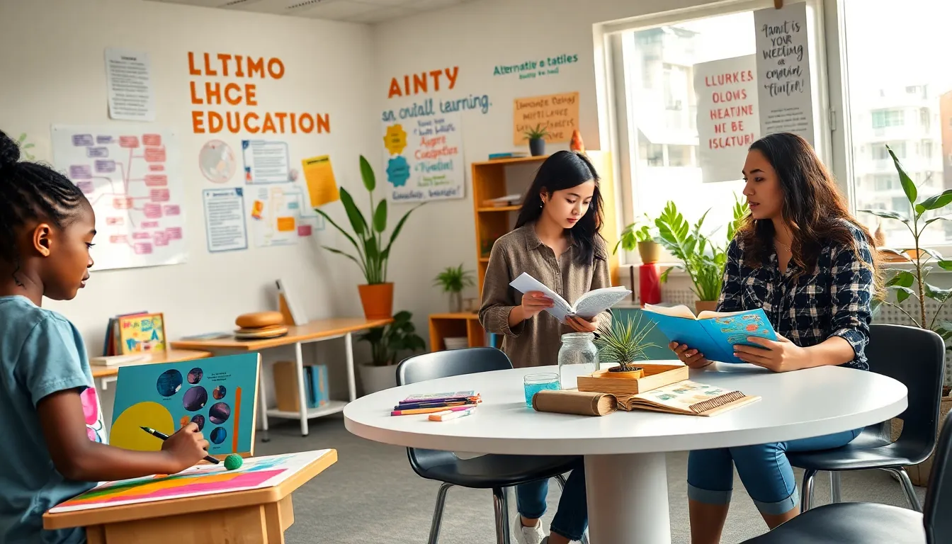 diverse students engaged in a creative alternative education classroom.