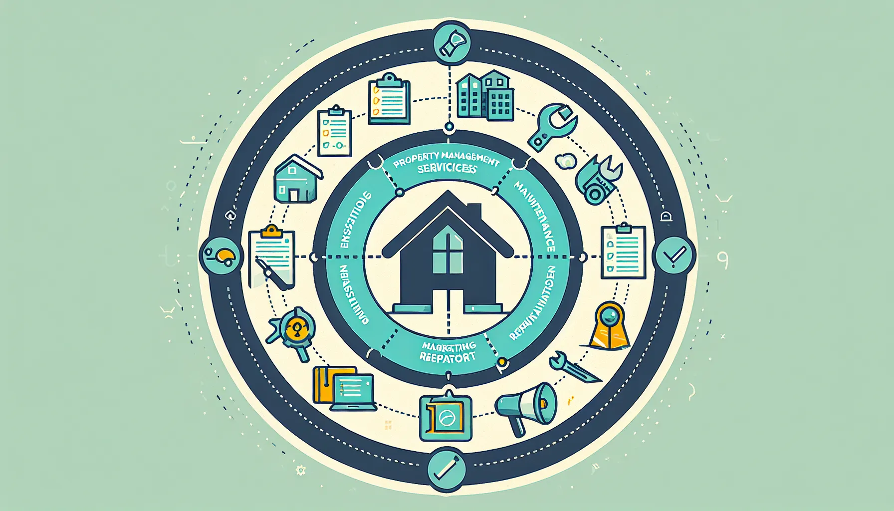 diagram of rental management tools around a property in Danville