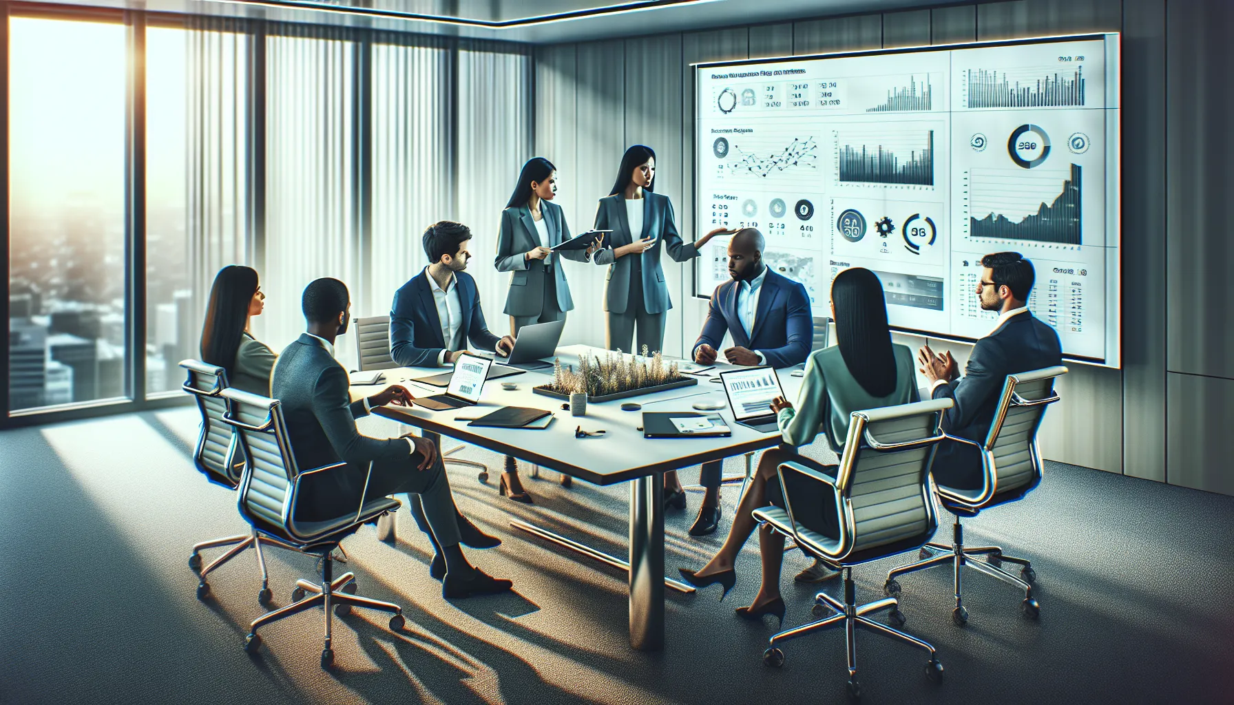 business team discussing toll-free number significance in a conference room.