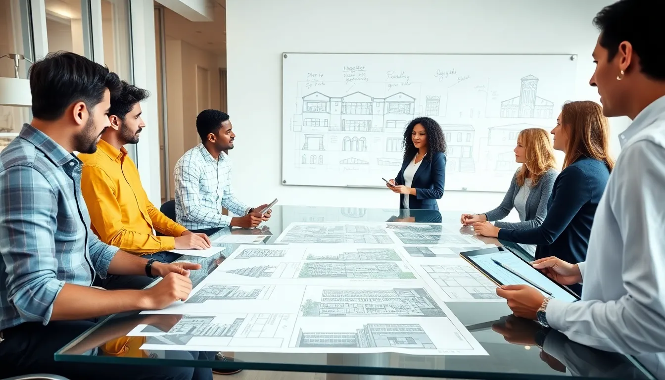 architects collaborating on designs for commercial and institutional buildings.