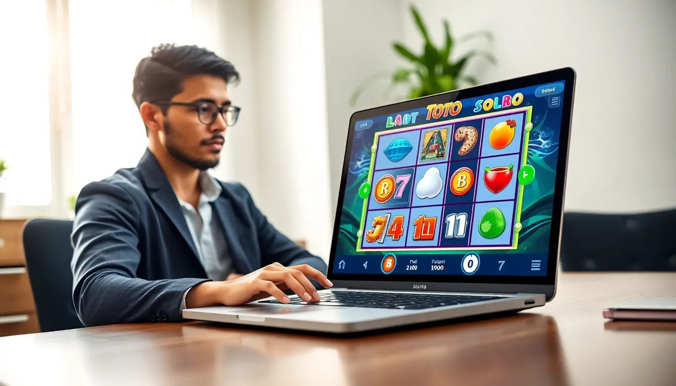 Player engaging with a Toto Slot game on a modern laptop.