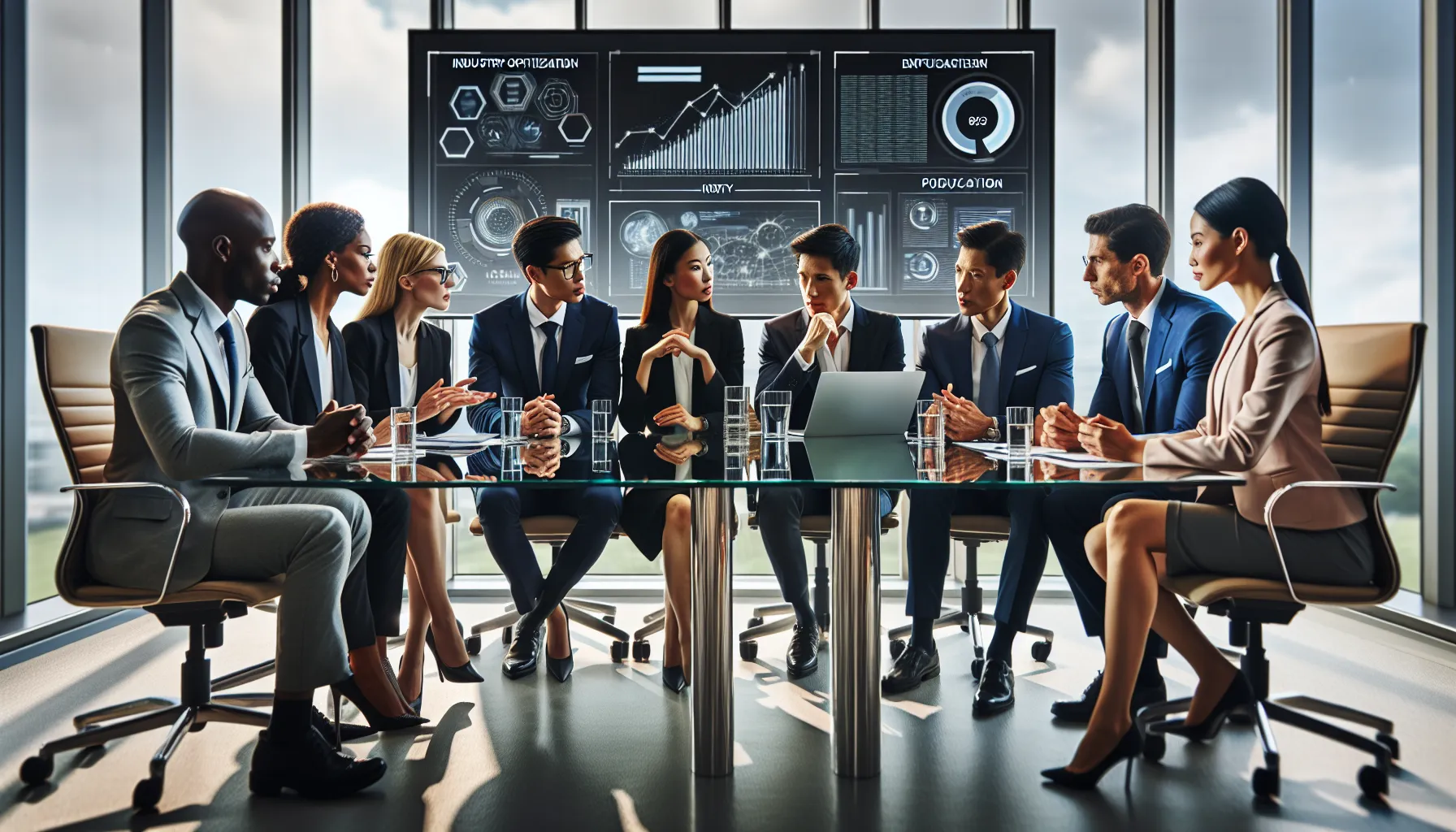 diverse professionals discussing industry impact in a modern office.