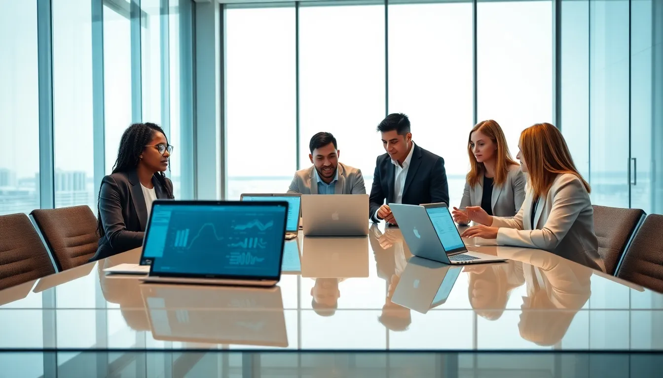 diverse team collaborating on technology solutions in a modern office.