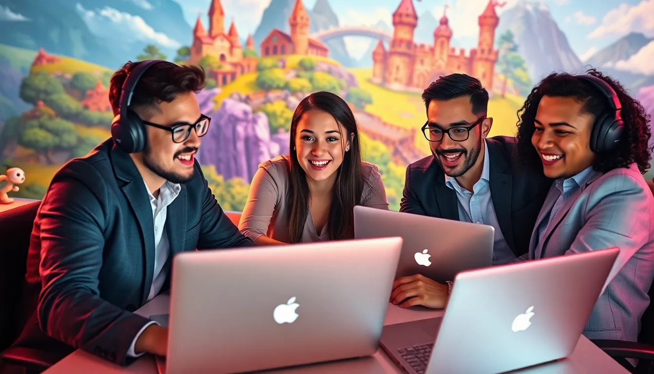 diverse group of players engaged in the game Popguroll.