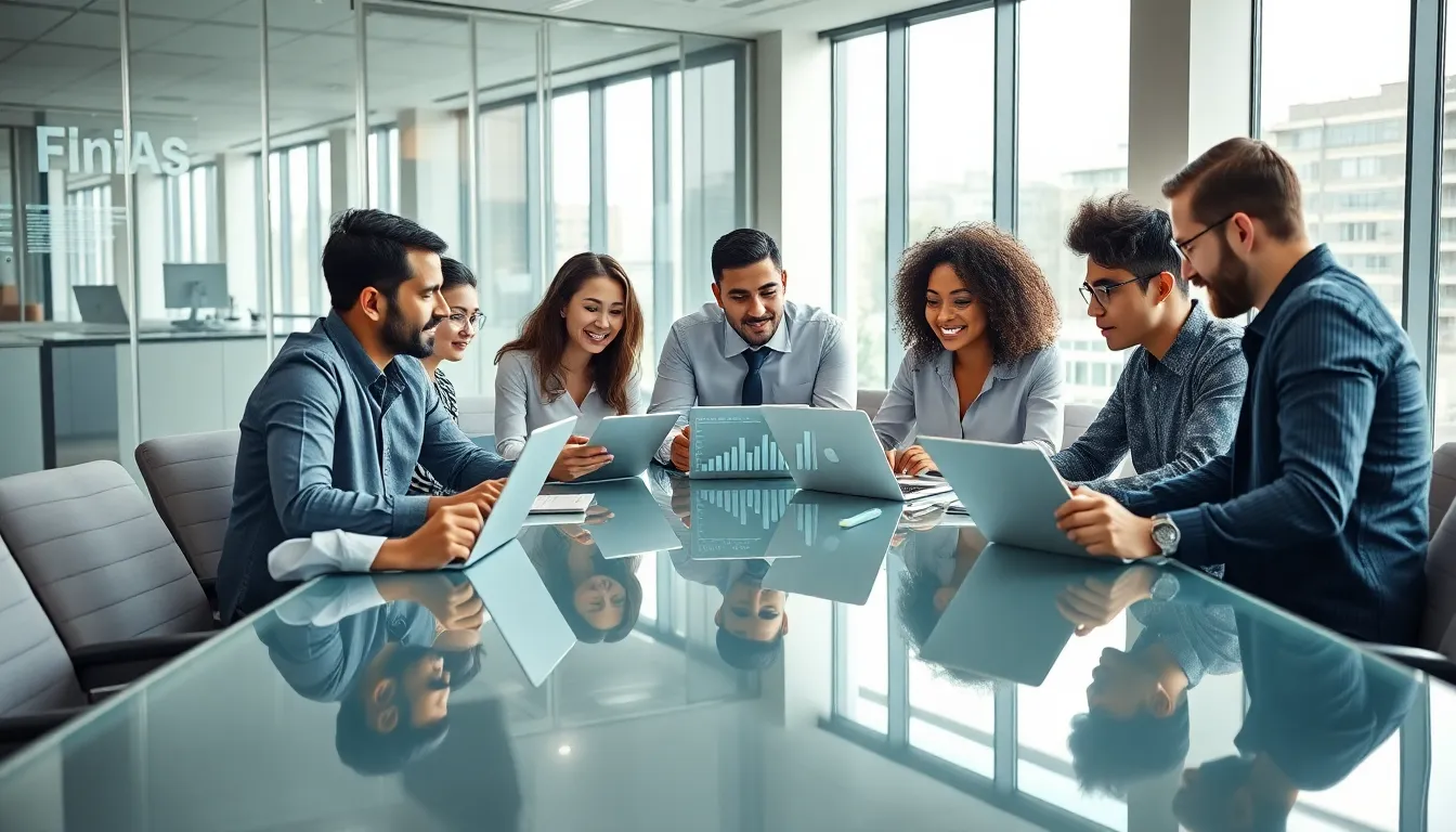 diverse team collaborating on EdTech software in a modern office.