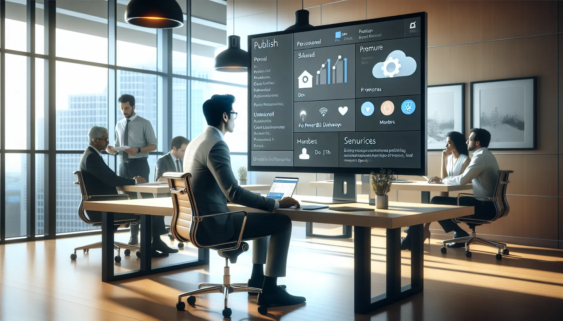 Analyst publishing a governed Power BI dashboard to a secure enterprise workspace.
