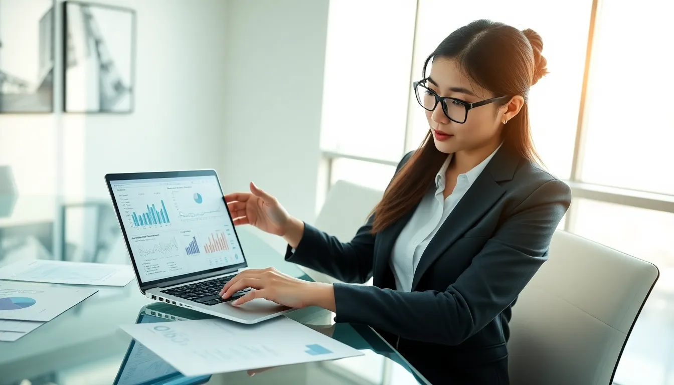 engineer reviewing technical specifications in a modern office.