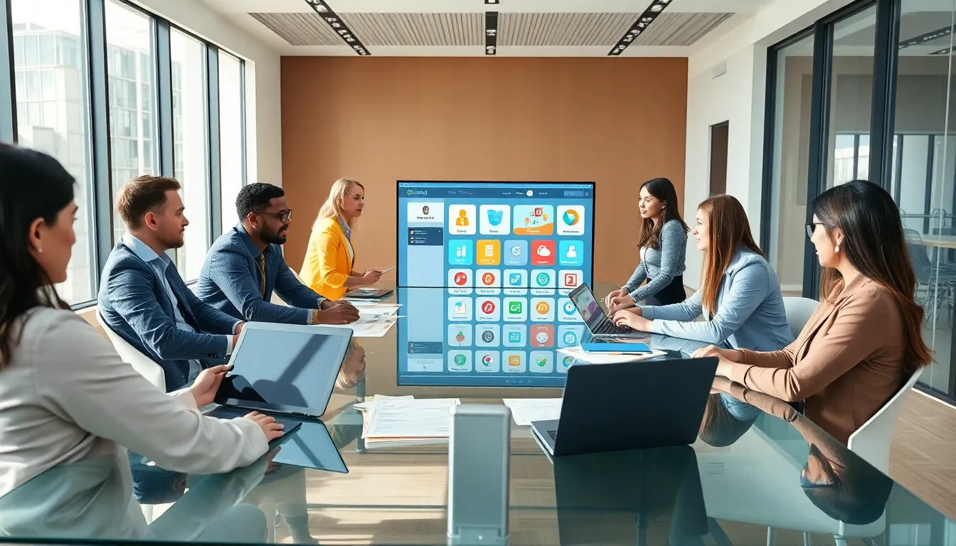 diverse team collaborating in a modern office showcasing Giboxer24.