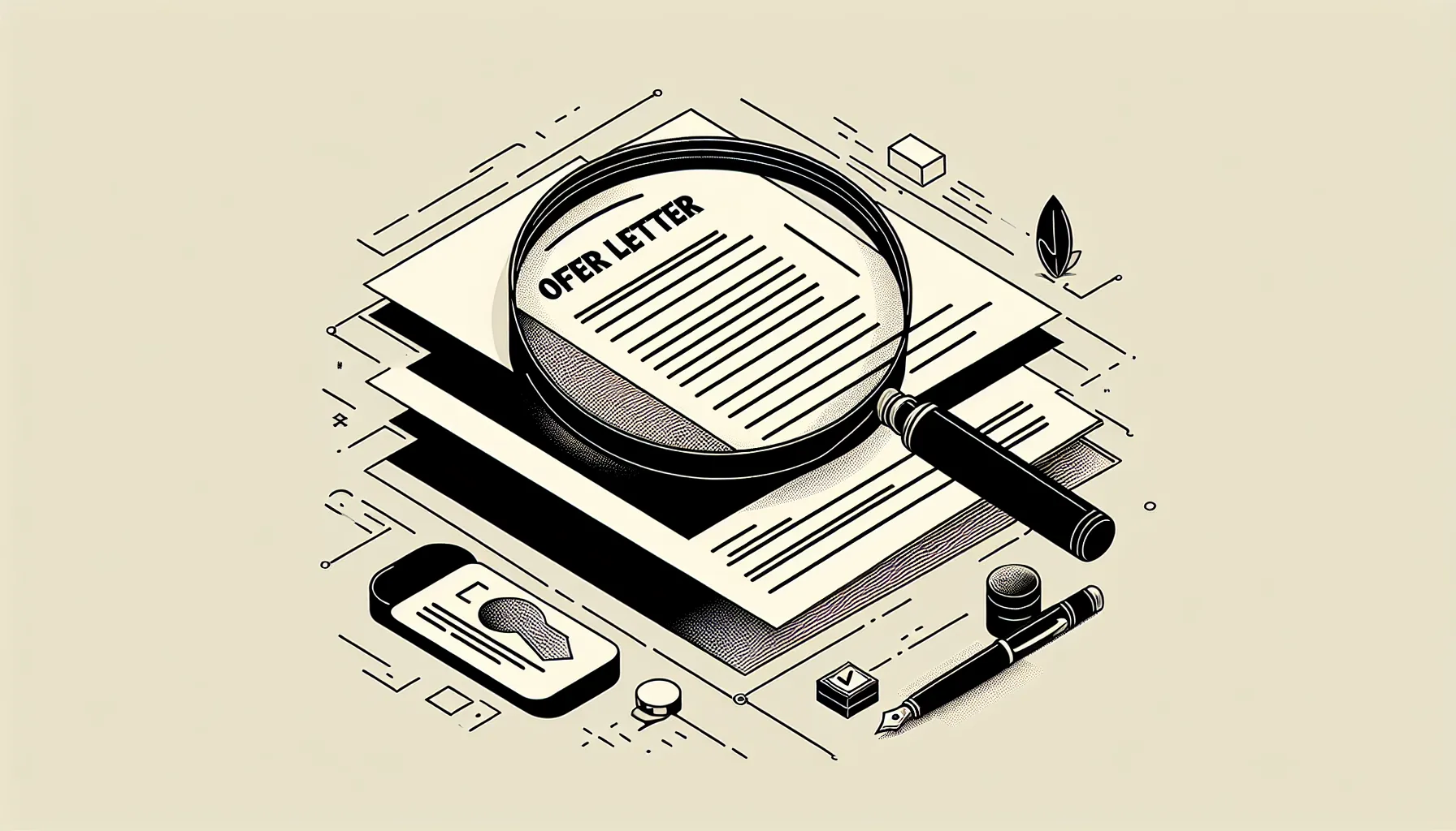 Two documents with magnifying glass, checklist, pen, and small paw-stethoscope icon of New Grad Veterinary Contract Tips.