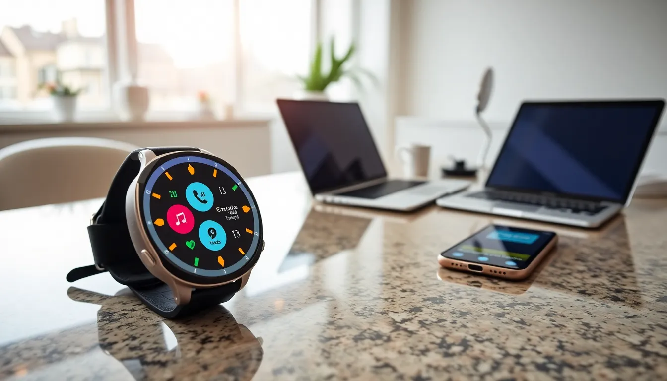 stylish gizmo gadget watch on a modern office desk.