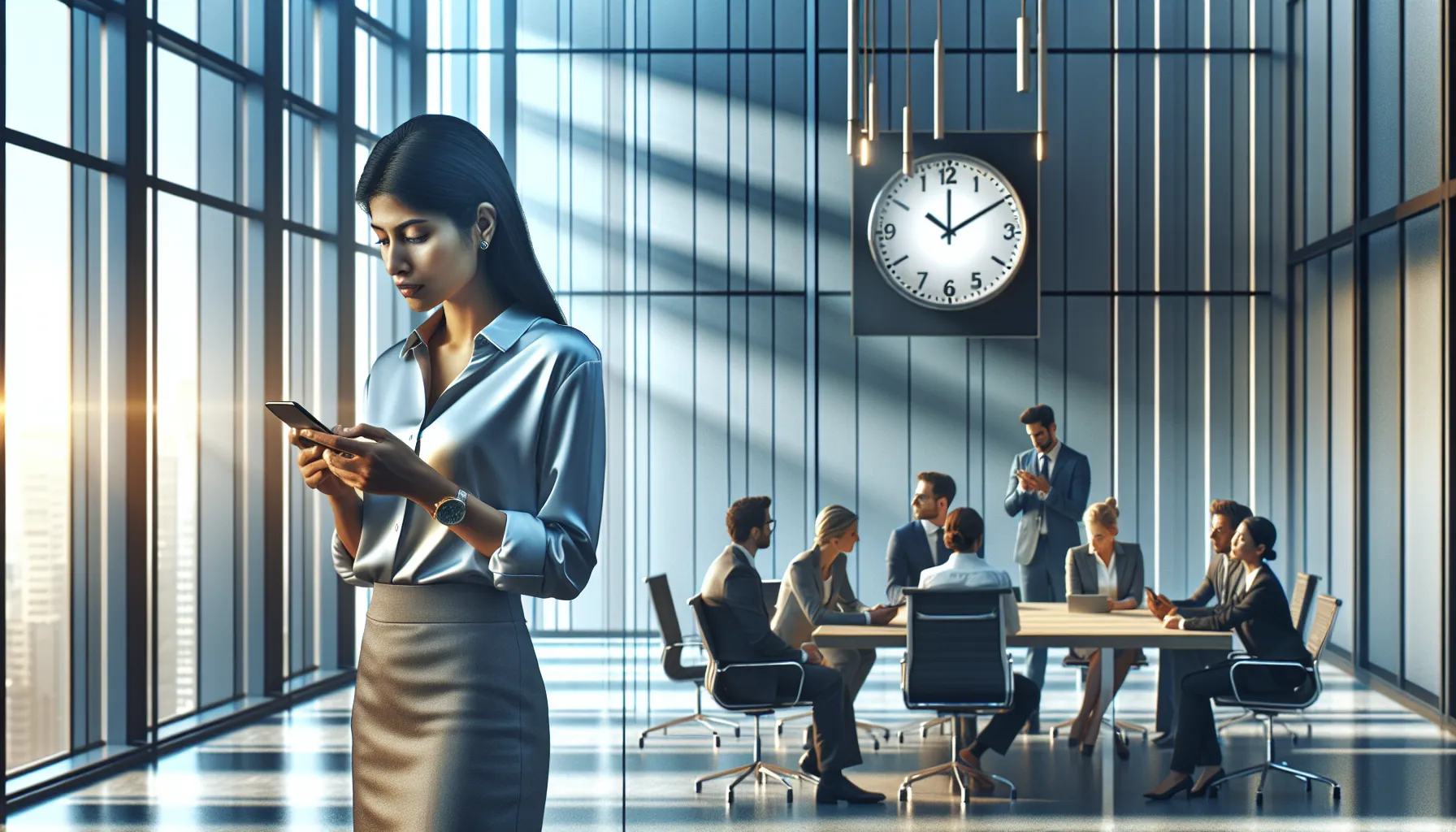 woman in an office frustrated after missing an important call.