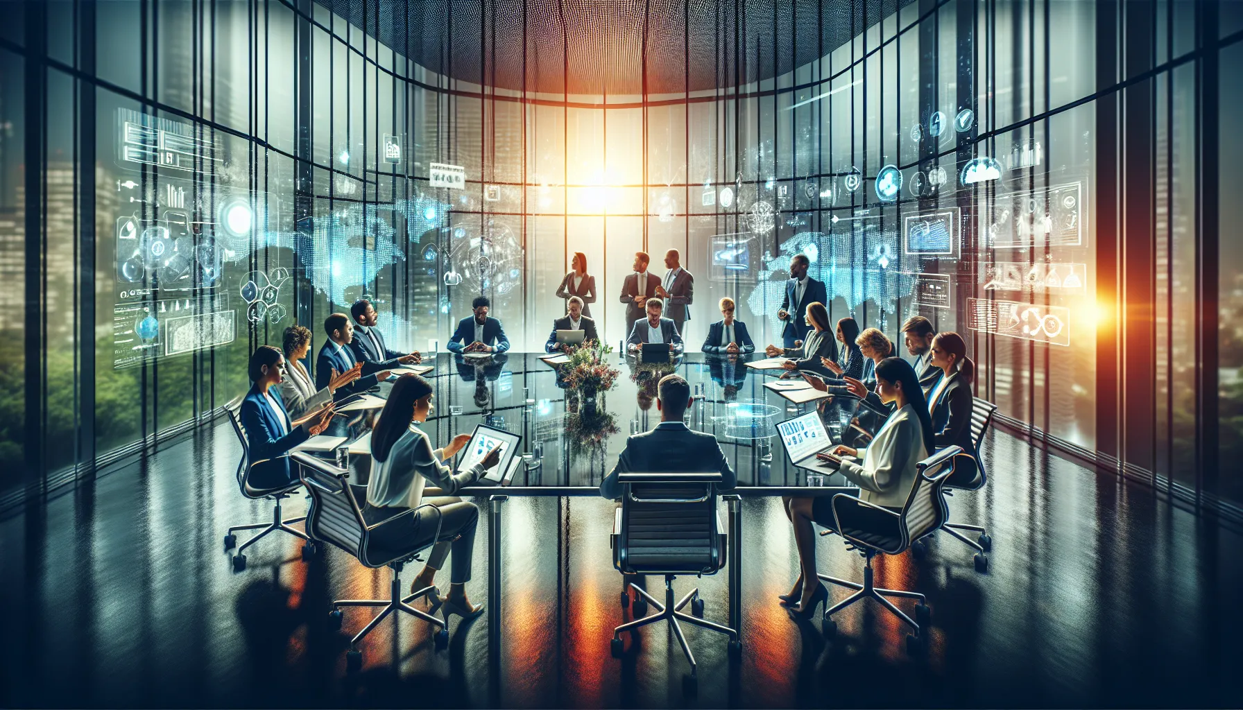 diverse team collaborating in a modern office environment.