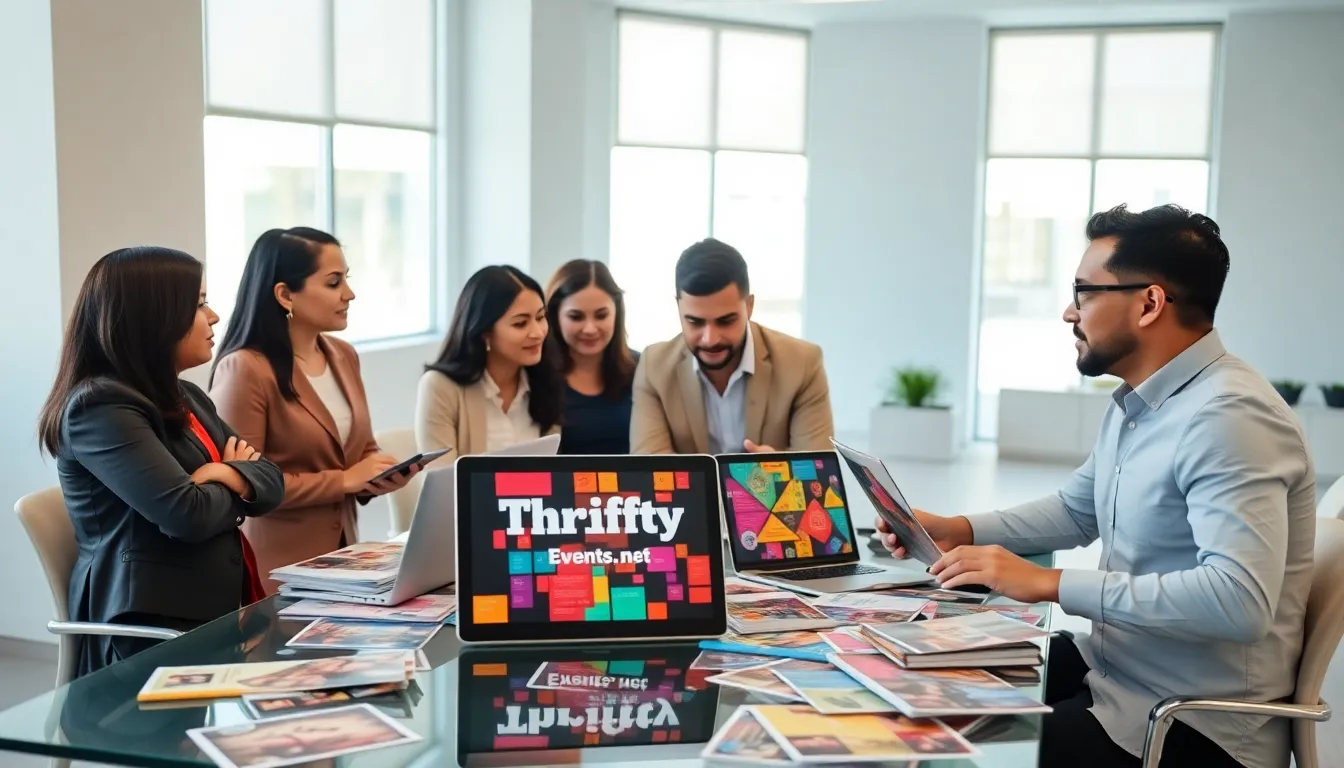 diverse team discussing budget-friendly event planning in a modern office.