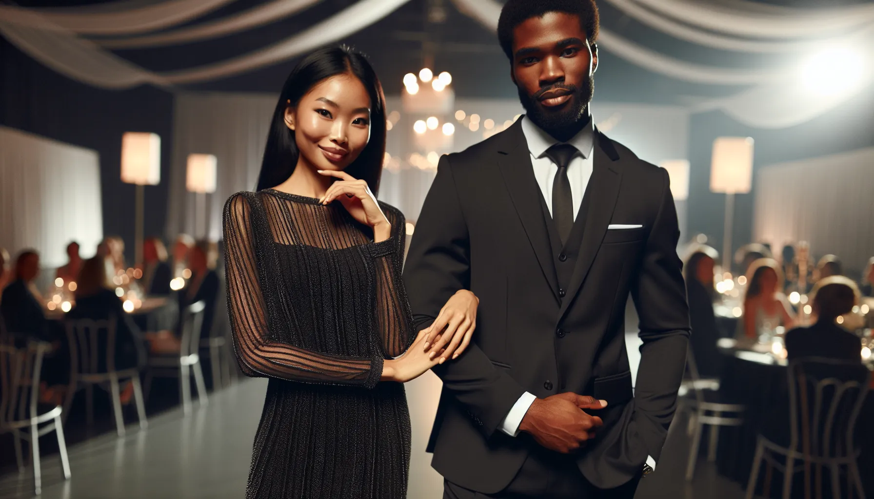 a professional couple at a public event, showcasing unity and support.