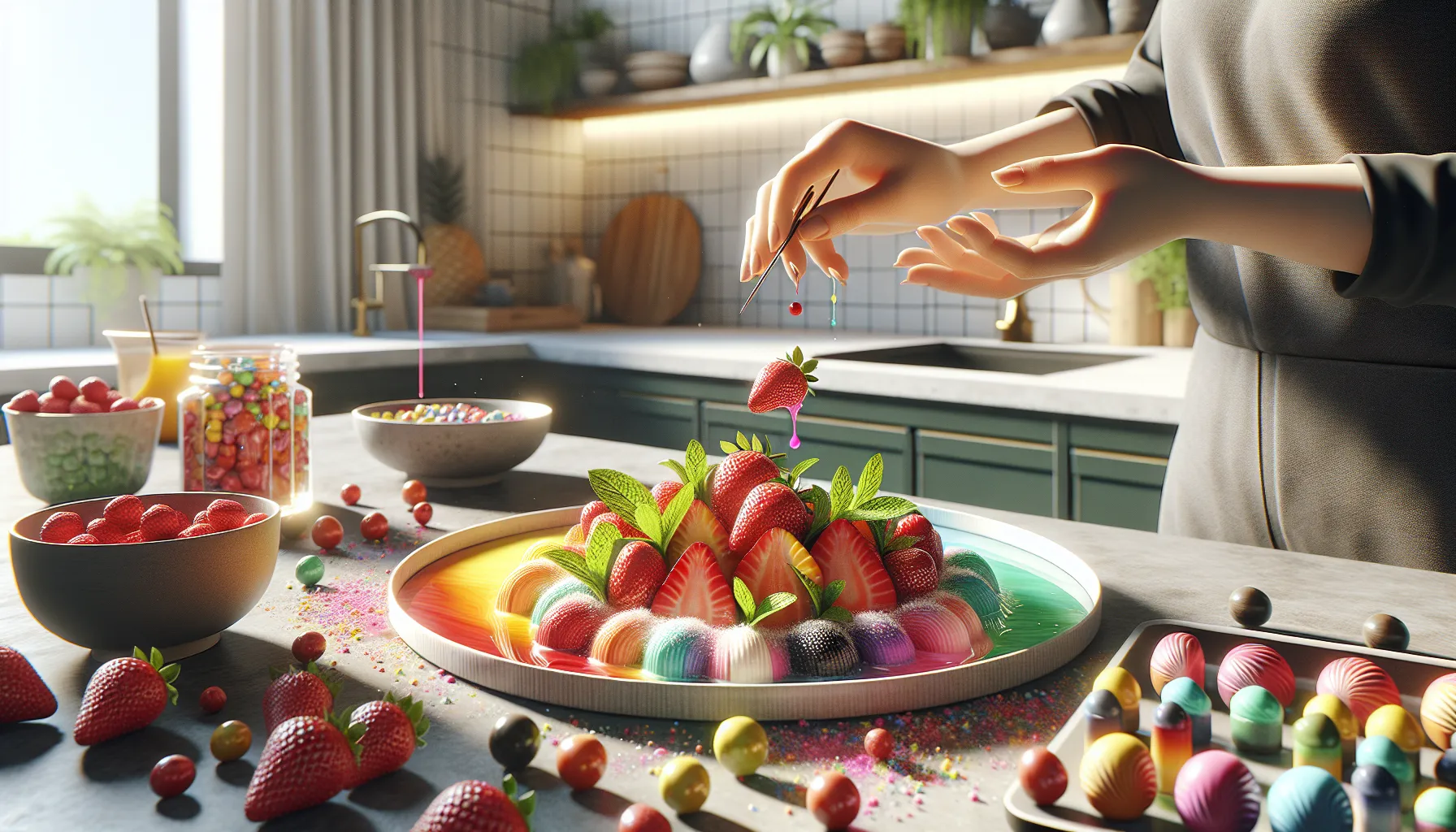 colorful food arrangement showcasing the benefits of food coloring.