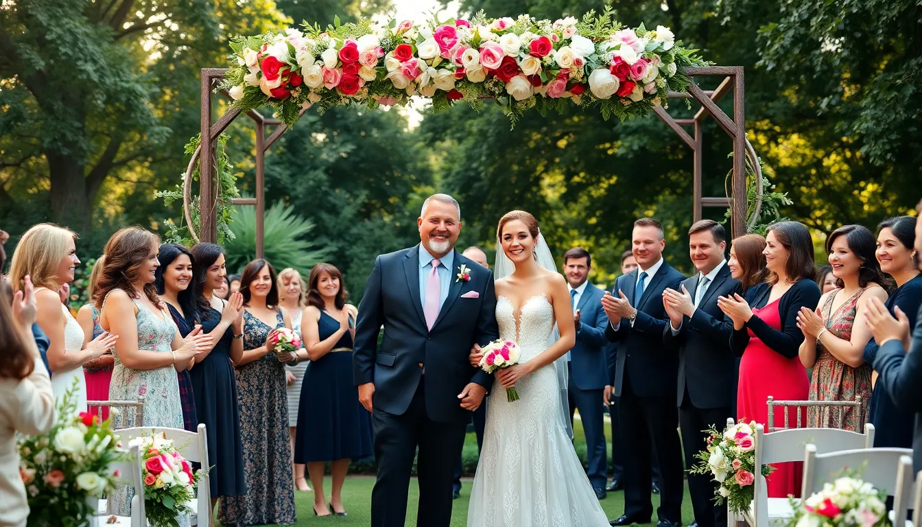 Charles Latibeaudiere and his wife at their beautiful outdoor wedding.