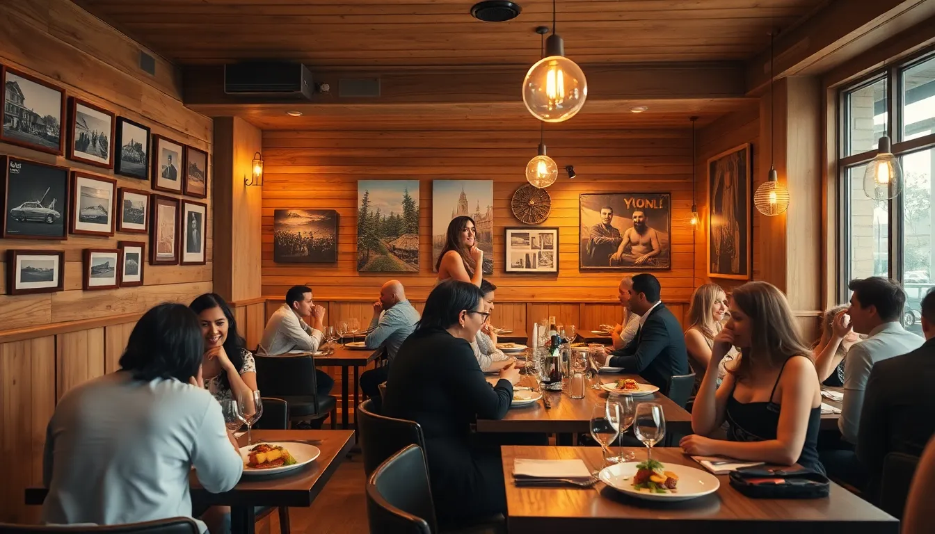 cozy interior of Yours Truly Restaurant with rustic decor and warm lighting.
