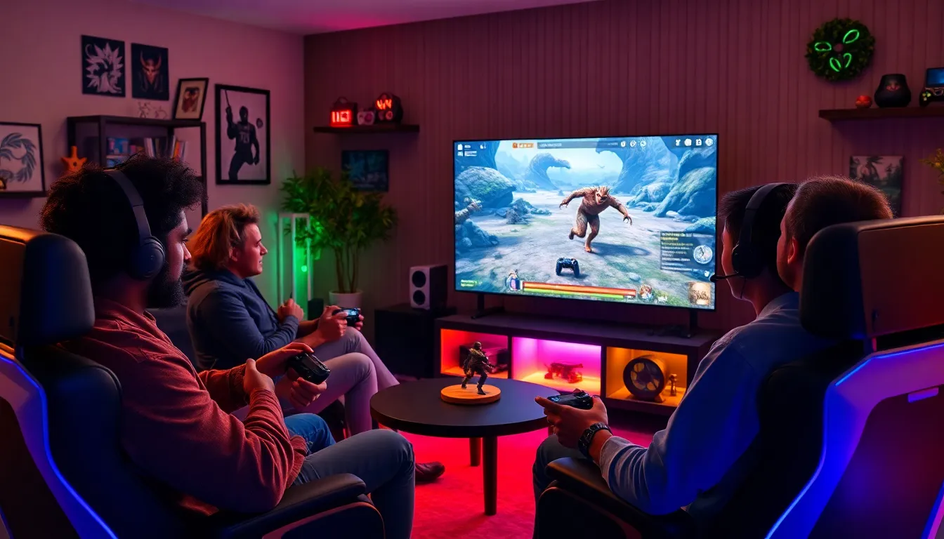 diverse group of players enjoying the Biohunt2000 game in a modern setting.