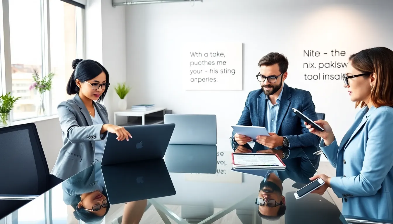 diverse team discussing Nixcoders.org in a modern office.