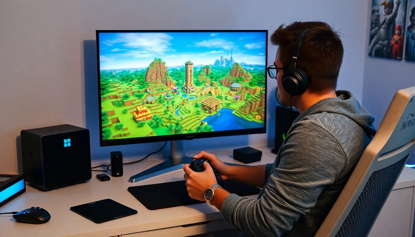 gamer exploring unique Minecraft worlds on a modern setup.