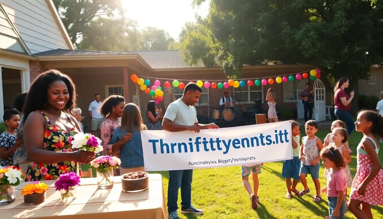 A community event celebrating budget-friendly planning with joyful participants.