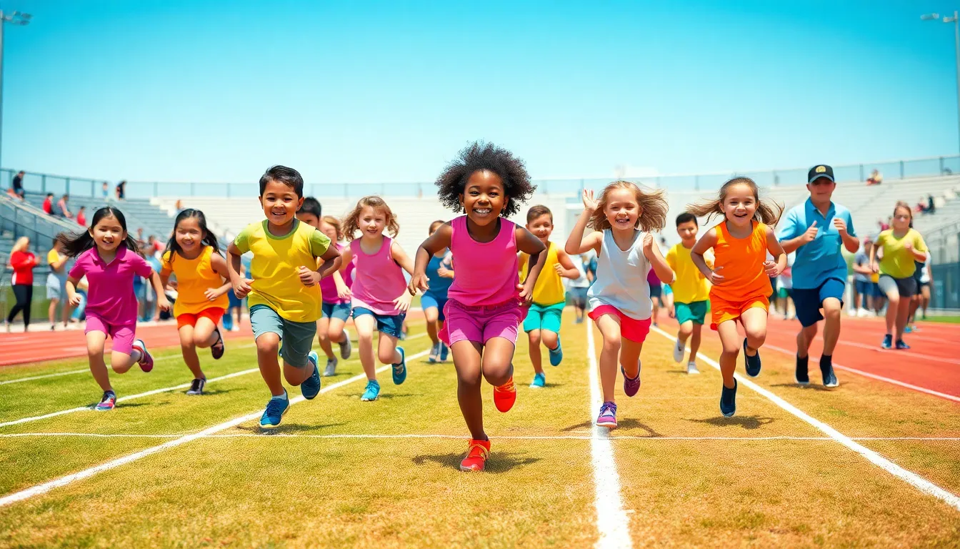 children participating in a track and field event.