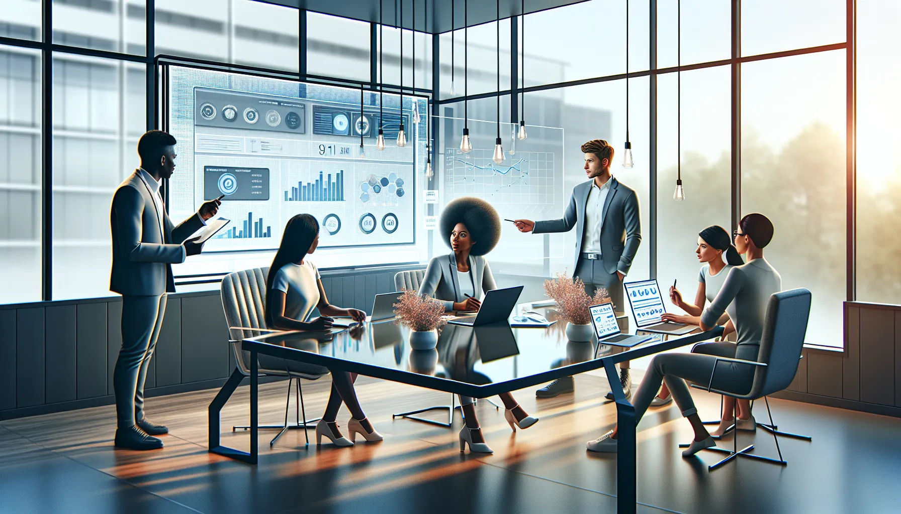 diverse team discussing CookieTech in a modern office setting.