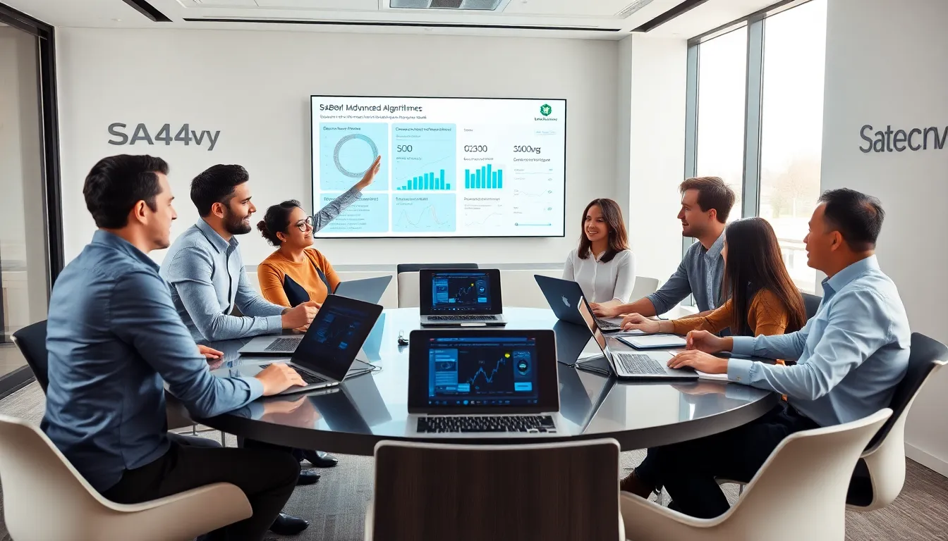 diverse team discussing advanced technology in a modern office.