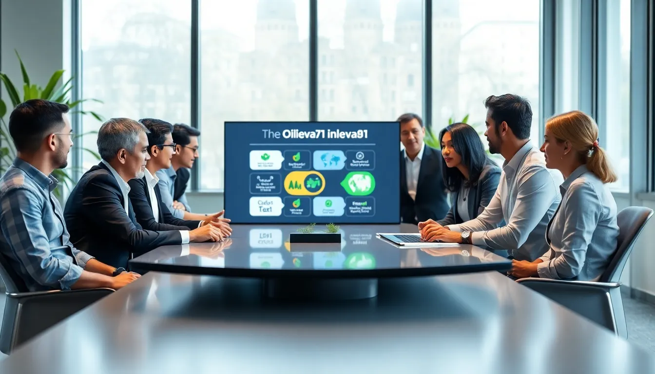 diverse professionals discussing Oilieva81 in a modern office setting.