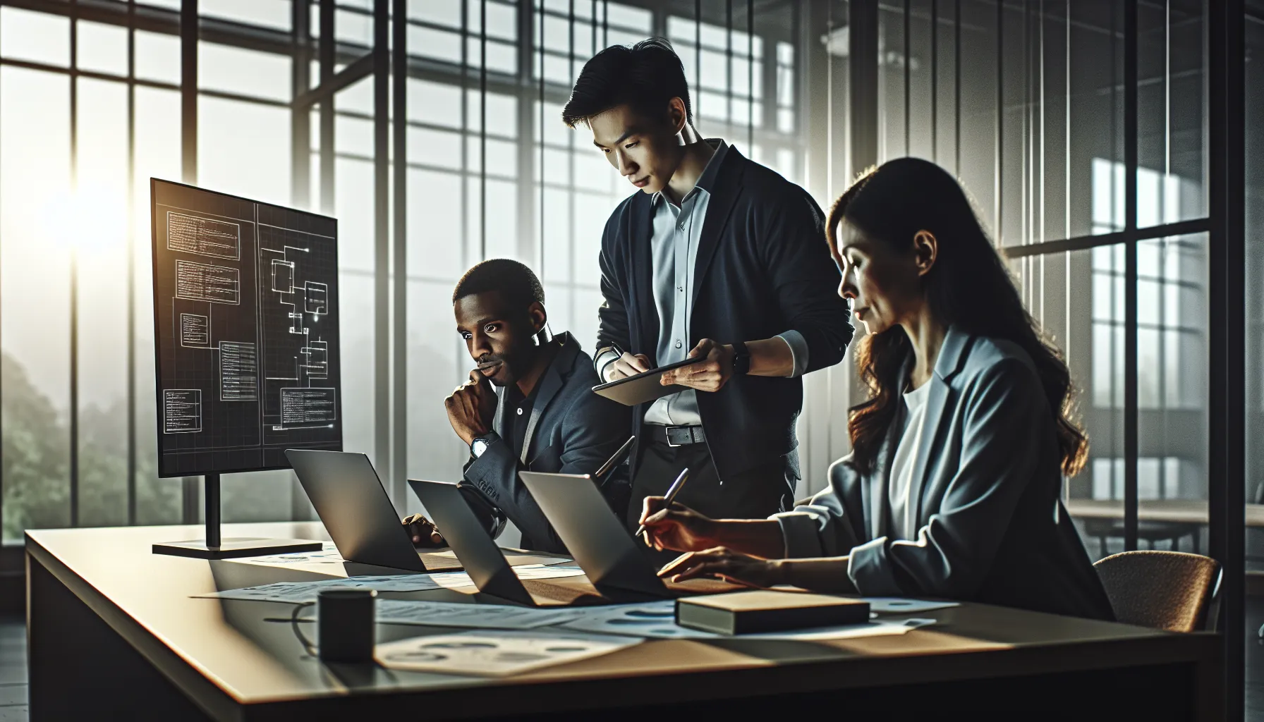 team discussing solutions for GRS Uine28.6 error in a modern office.