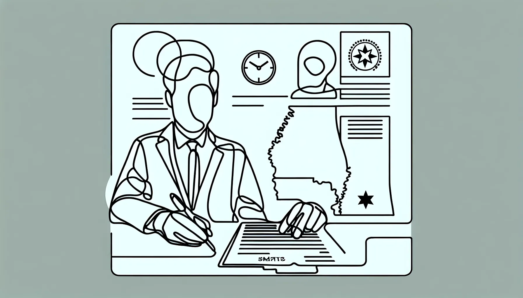 Dental associate pointing at a contract beside a Mississippi map radius icon of Mississippi Dental Contract Review.