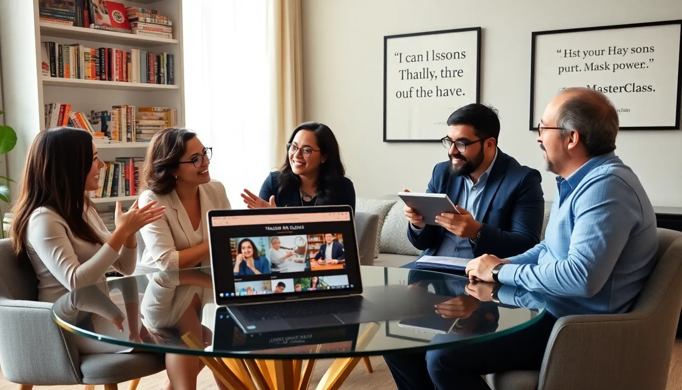 diverse professionals engaging in online learning about MasterClass.