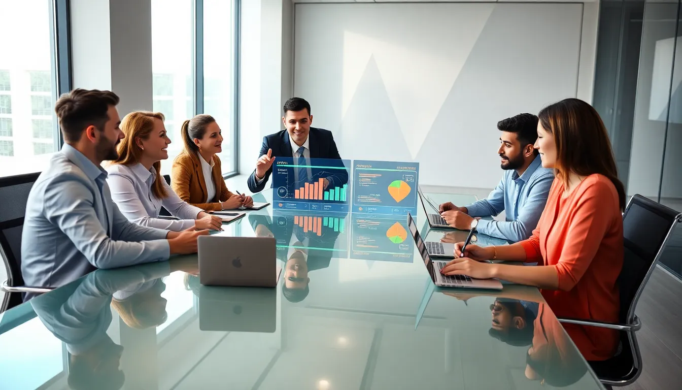diverse team brainstorming gamification strategies in a modern office.