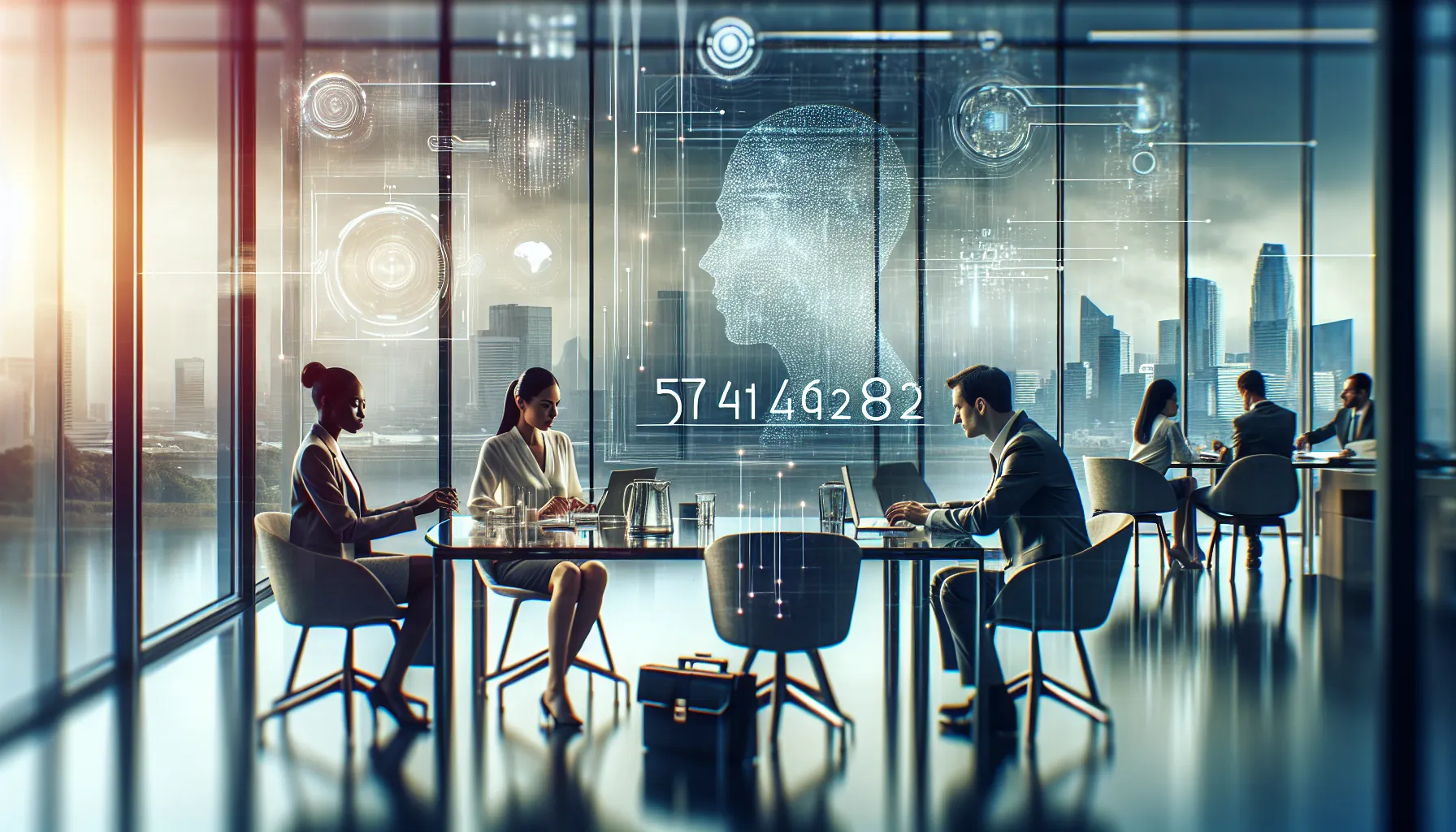 diverse professionals collaborating in a modern office on data privacy concepts.