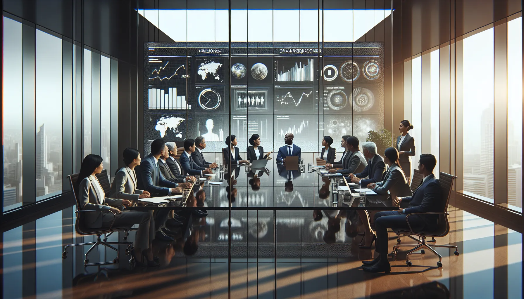 diverse team discussing challenges of dhxhqpf in a modern office.