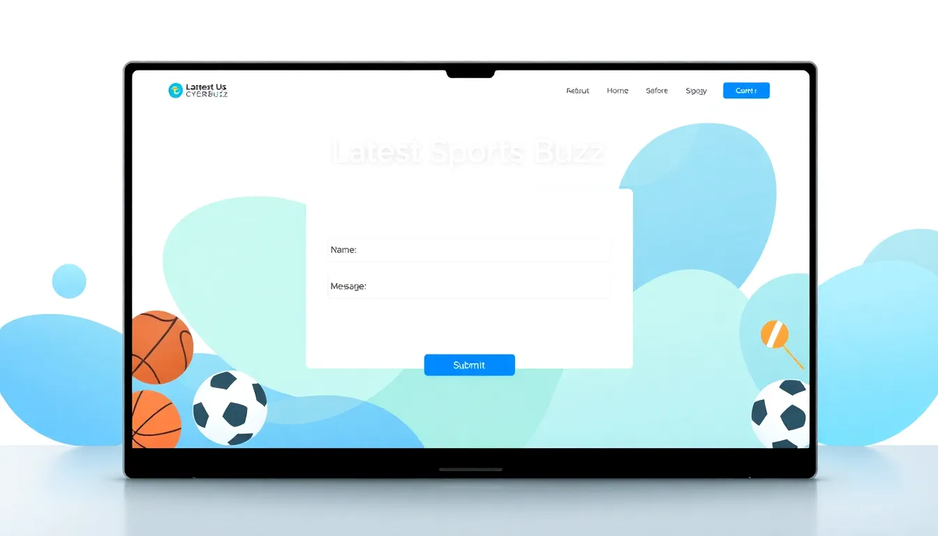 modern contact page design for Latest Sports Buzz website.