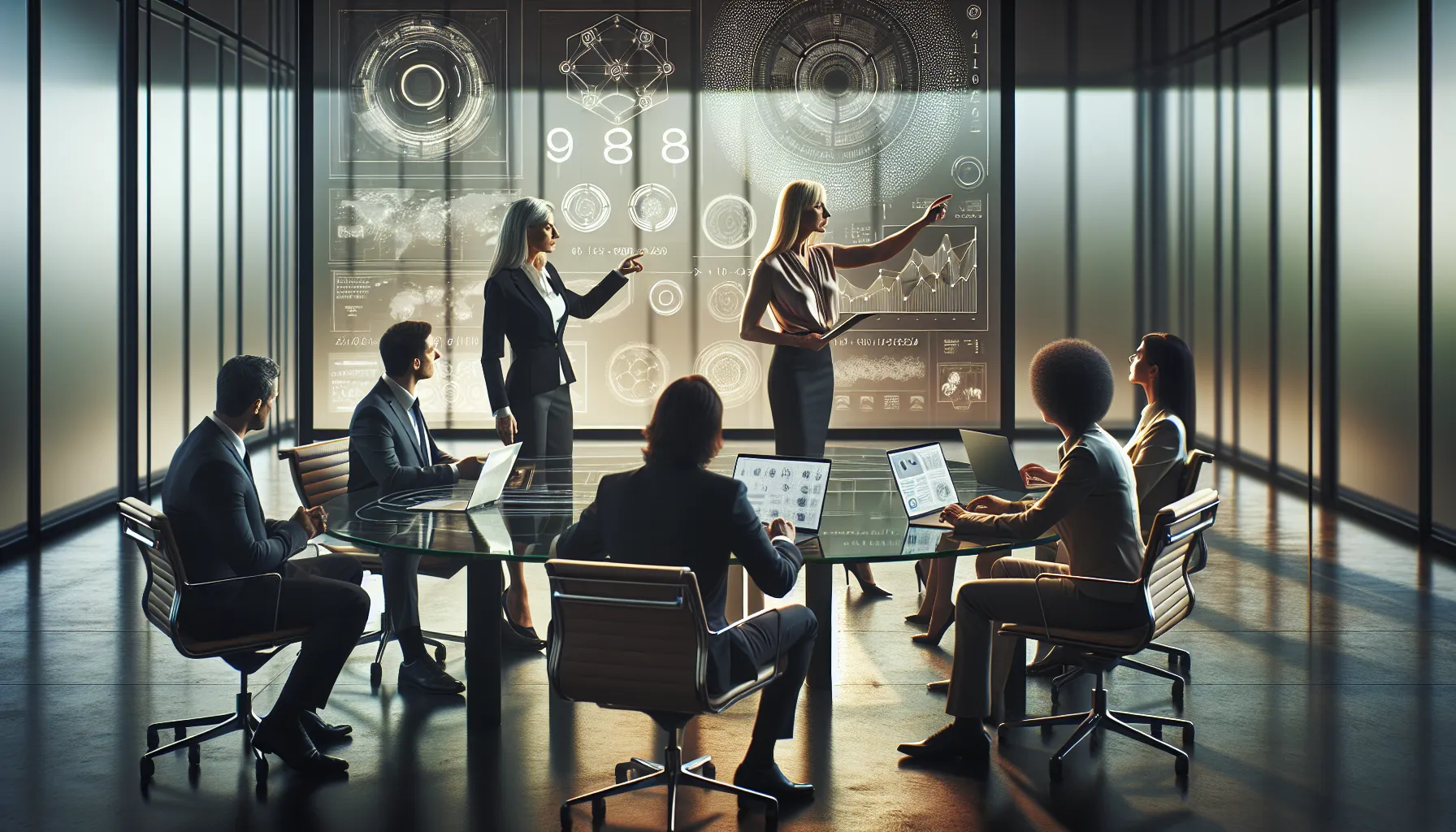 diverse team analyzing data insights in a modern office.