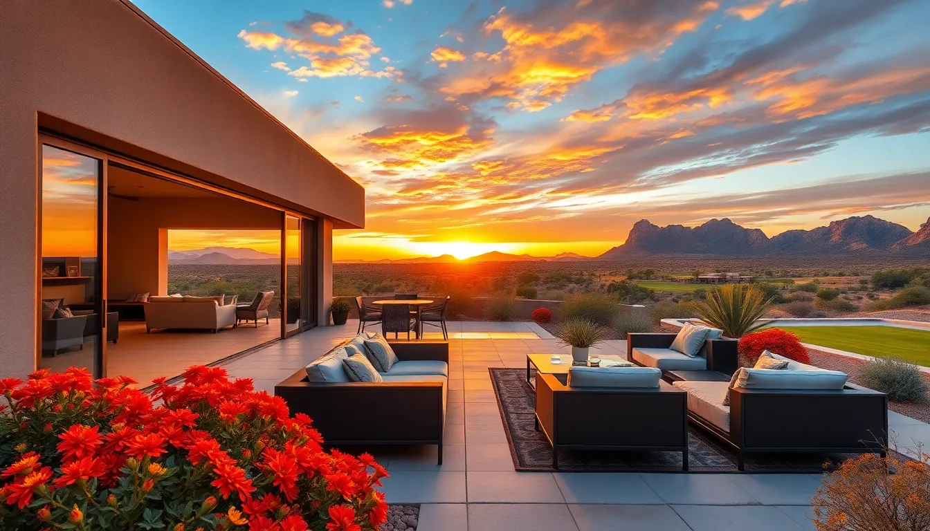 luxurious Arizona home with sunset view over the desert.