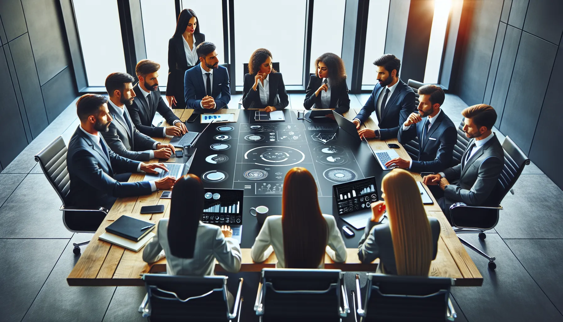 diverse team collaborating on customer service strategies in a modern office.