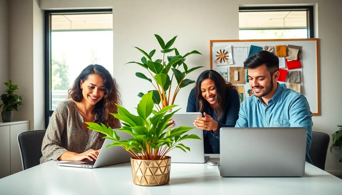 diverse team collaborating on Etsy trends in a modern office.