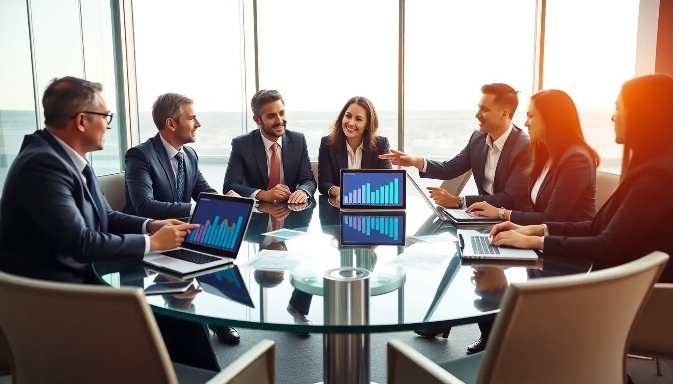 diverse team collaborating in a modern office setting.