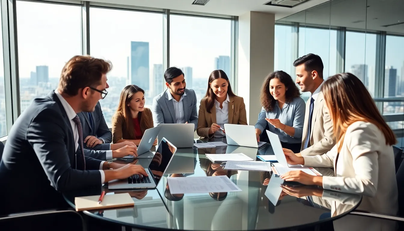 diverse team discussing methodologies in a modern office setting.