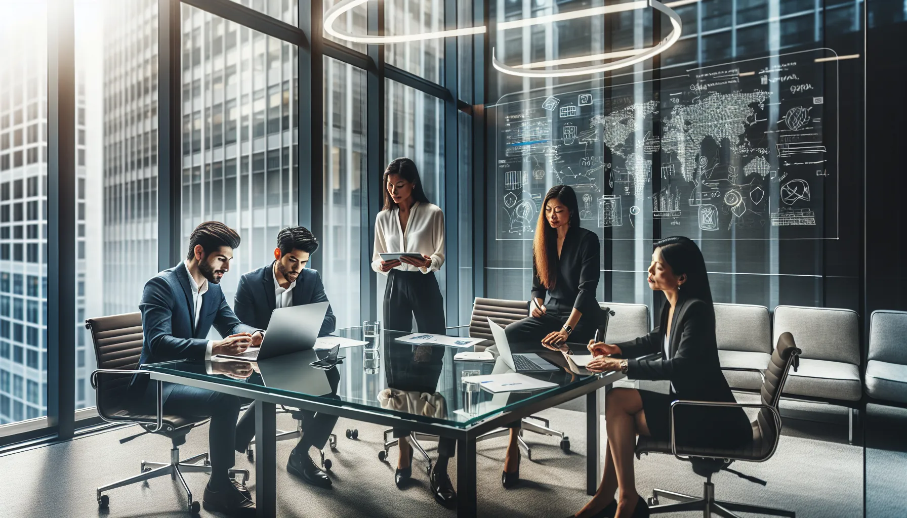 diverse team collaborating in a modern office setting.