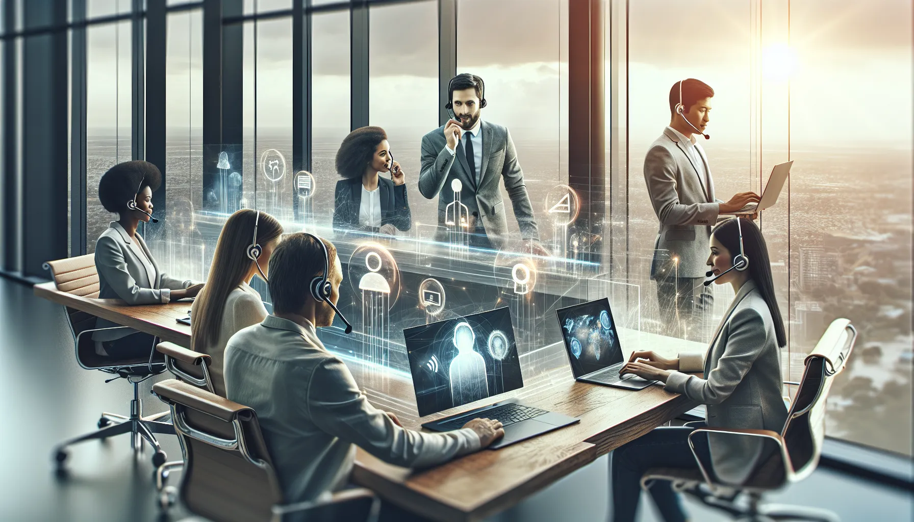 diverse team collaborating in a modern office setting.