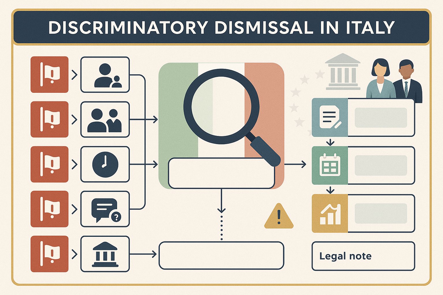 Diagramma di flusso visivo per identificare un licenziamento discriminatorio in Italia.