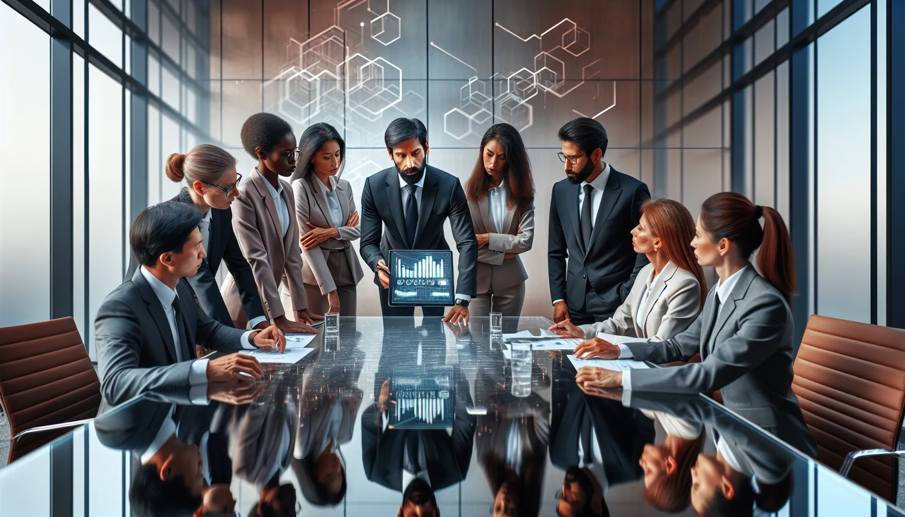 diverse professionals discussing the significance of a telecommunications number.