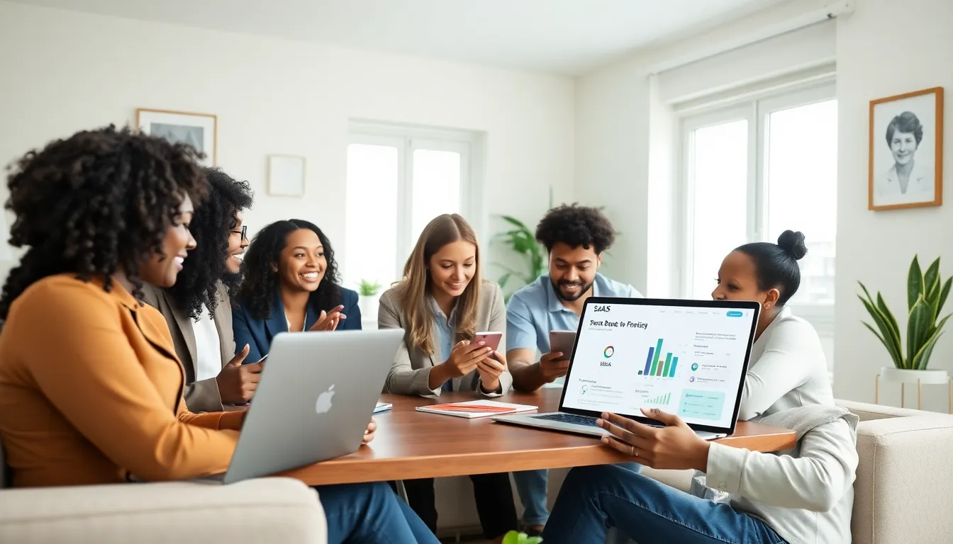 diverse professionals collaborating in a modern remote office setting.