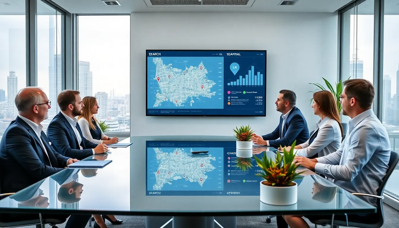 Australian SEO professionals analyzing Perth local search trends in a modern office.